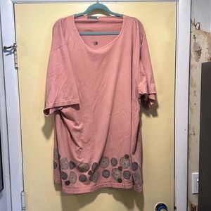 Salmon pink Blue Fish tunic top, hand painted